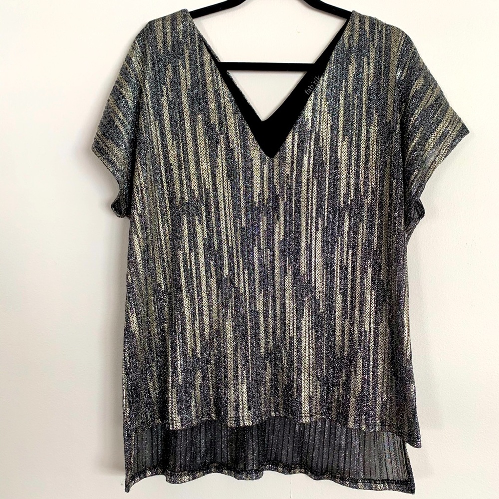 Fab rik Gold and Black Sparkly V Deck Shirt